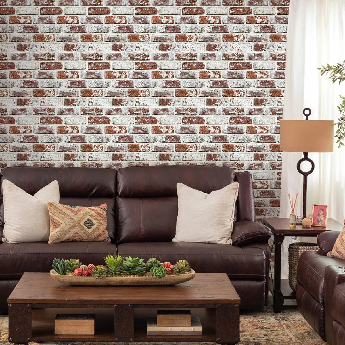 10pcs 3D Brick Wall Stickers Self-adhesive Faux Brick Wall Panels, Matt, Waterproof, 30 x 30cm, Living Room Bedroom Wall Decor