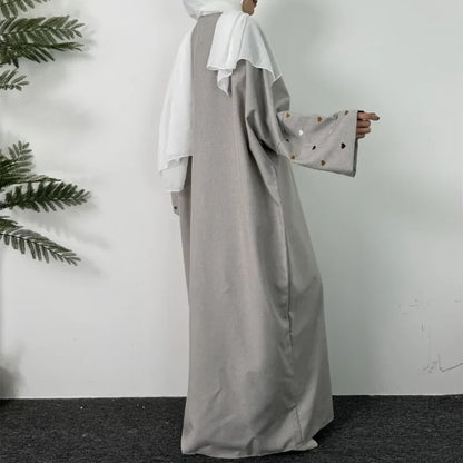 Open Front Abaya Long Sleeve Maxi Length Dress Womens Clothing Muslim Cardigan Abayas Embroidery Out Kaftans Women Jilbabs.