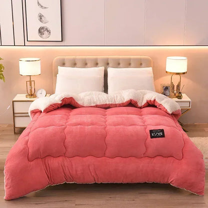 Lamb Velvet Winter Quilt Machine Washable Soft and Warm Blanket Spring and Autumn Quilt Super Warm Bedding Queen Comforter 겨울 이불