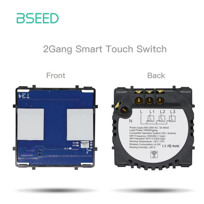 BSEED Smart Touch Schalter Funktion Schlüssel 1/2/3Gang 1/2/3Way WIFI Licht Schalter Basis DIY Teile Smart App Steuerung Neutral Erforderlich.
