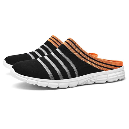 New large size men's casual sneakers fashion outdoor walking men's half slippers mesh surface breathable men's sneakers.