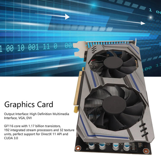 Graphics Card 128BIT GDDR5 PCI Express2.0 Double Fan Desktop PC Computer Discrete Gaming Graphics Card Double Fan Graphics Card.
