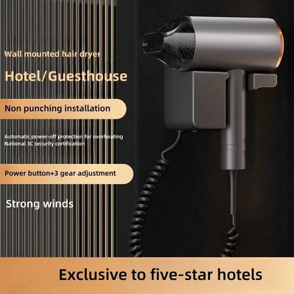 220V wall mounted Hotel Hair Dryer for Bathroom,Restroom Professional Blow Dryer,with Stand Rack,Specialised Motor for Hotel