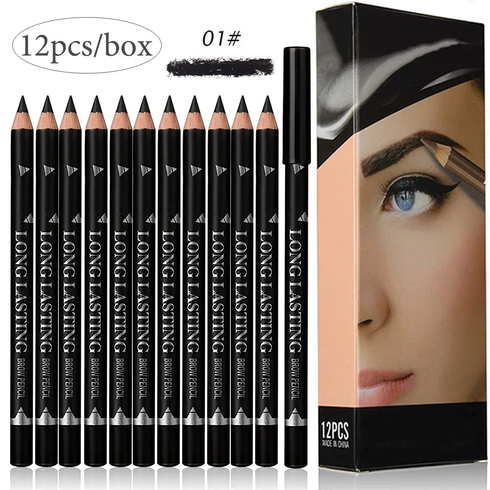 6/12Pcs Eye Brow Pencil Waterproof Professional Women Eye Makeup Pen Easy Color Natural Black Cosmetic Beauty Eyebrow Tool