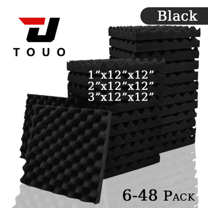 TOUO Egg Trough Wall Soundproof Foam 6 12 24 48 Pcs High Density Sound Absorbing Material Acoustic Foam Ceiling Noise Insulation