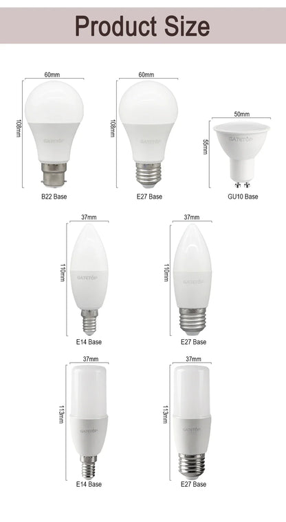 8PCS Led-lampe E27 B22 E14 220V GU10 Spot Licht 9W LED Glühlampe Retro Edison Vintage lampe AC 220V 110V Glas Lampen für Zuhause.