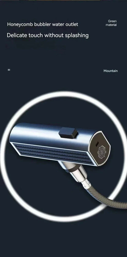 Black/Gray/Silver Pull-Out Kitchen Faucet Three Water Stream Sprayer Stainless Steel Hot and Cold Water Mixing Faucet Countertop