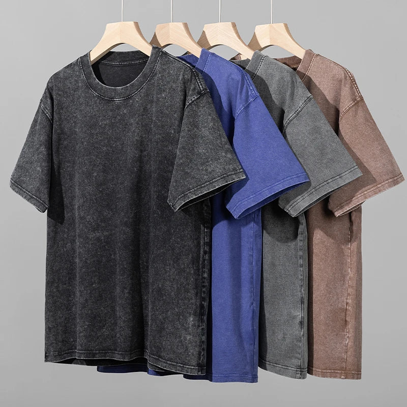 Men's Women Washed Vintage T-Shirts Street Hip Hop Retro Punk T Shirt Harajuku Casual Cotton Short Sleeve Couple TShirts Tees.