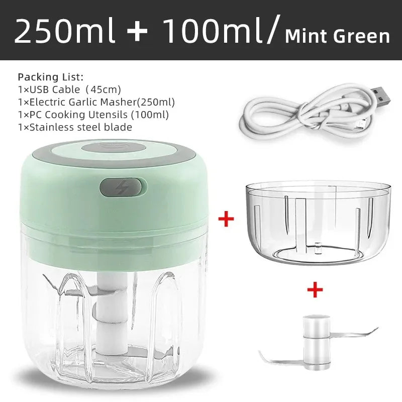 100ML/250ML Mini Electric Garlic Chopper USB Meat Grinder Garlic Masher Machine Sturdy Durable Crushed Ginger Vegetable Crusher.