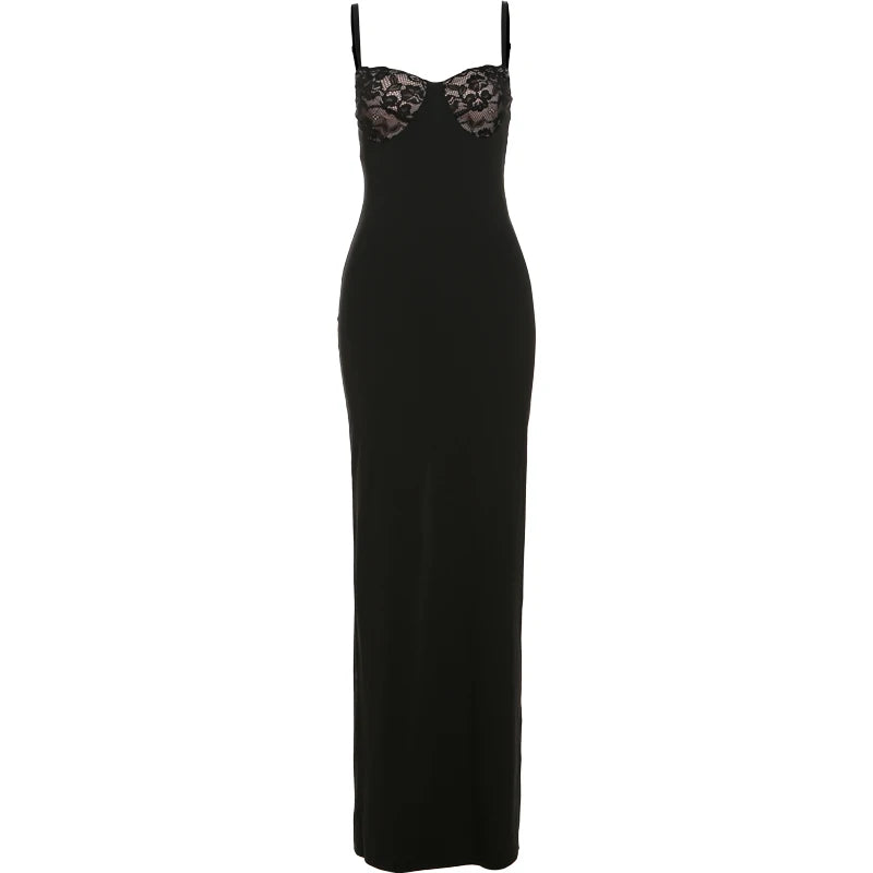 Seltsame Puss sexy Camis Kleid Frauen dünne Patchwork Brust Sommer elegante dünne elastische Stretch Maxi Bodycon Clubwear Vestidos.