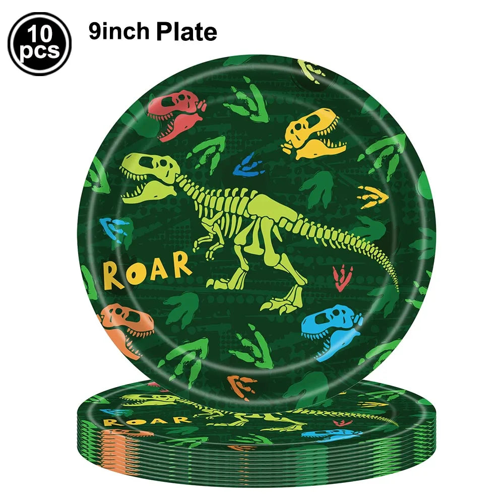 Jurassic Dinosaurier Geburtstagsparty liefert Dinosaurier Einweggeschirr Teller Tasse Serviette für Dinosaurier-Themen Party Kinder Jahre