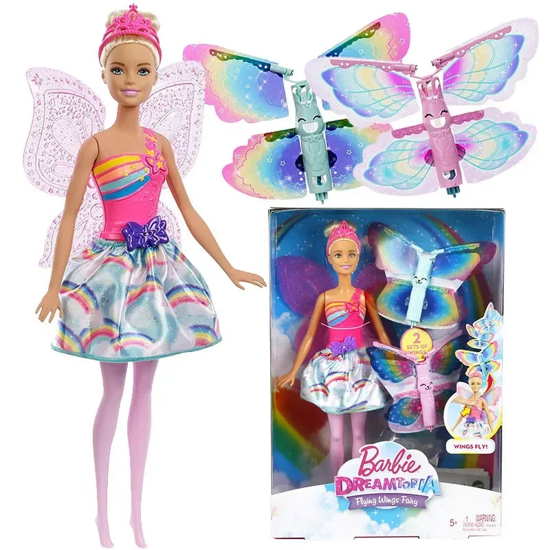 Original Barbie Doll Dreamtopia Magic Mermaid Dolls for Girls Rainbow Hair Fantasy Color Feature Kids Toy Bjd Butterfly Princess.
