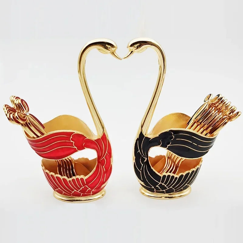 Swan-Shaped Cutlery Holder, Elegant Spoon and Fork Base, Luxury Tableware Storage, Stylish Kitchen Decor and Organizer for Home.