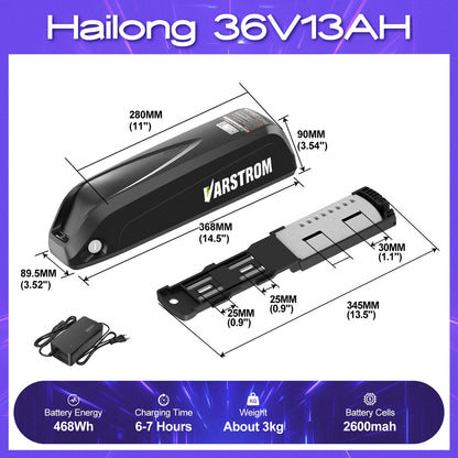 [ON SALE] Hailong Battery Electric Bicycle 21700 18650 Cells Pack 48V 36V 13Ah 52V 20Ah eBike Powerful Lithium Battery for BBS02