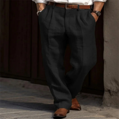 2025 Men's Stand Pocket Casual Linen Pants Solid White Gray Trouser Plus Size 3xl Mens Elegant Fashion Sweatpants Men Streetwear.