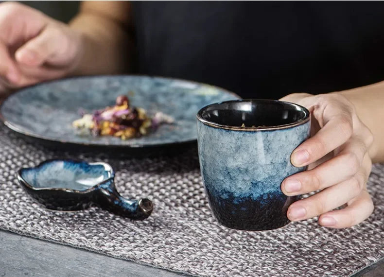 Japanese Ceramic TeaCup Stoneware Mug Soup Cup for Tea Ceremony Minimalist Style Hotel Home Decoration Heat-resistant Thickened.