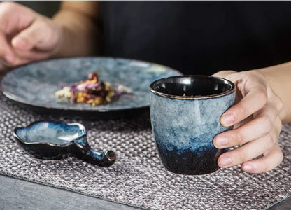 Japanese Ceramic TeaCup Stoneware Mug Soup Cup for Tea Ceremony Minimalist Style Hotel Home Decoration Heat-resistant Thickened.