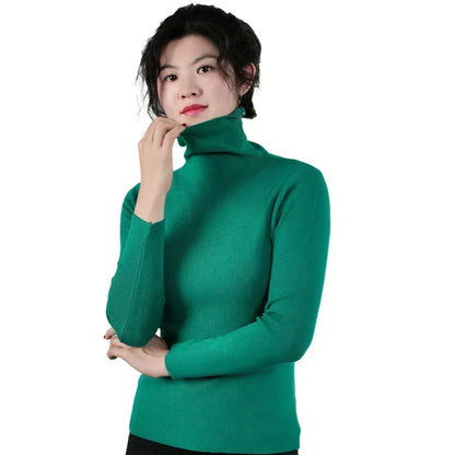 Frauen Pullover Winter Warm Hohe Kragen Strickwaren Langarm Schlank Jumper Frau Thermische Tops Kleidung Pullover Rollkragen Pullover