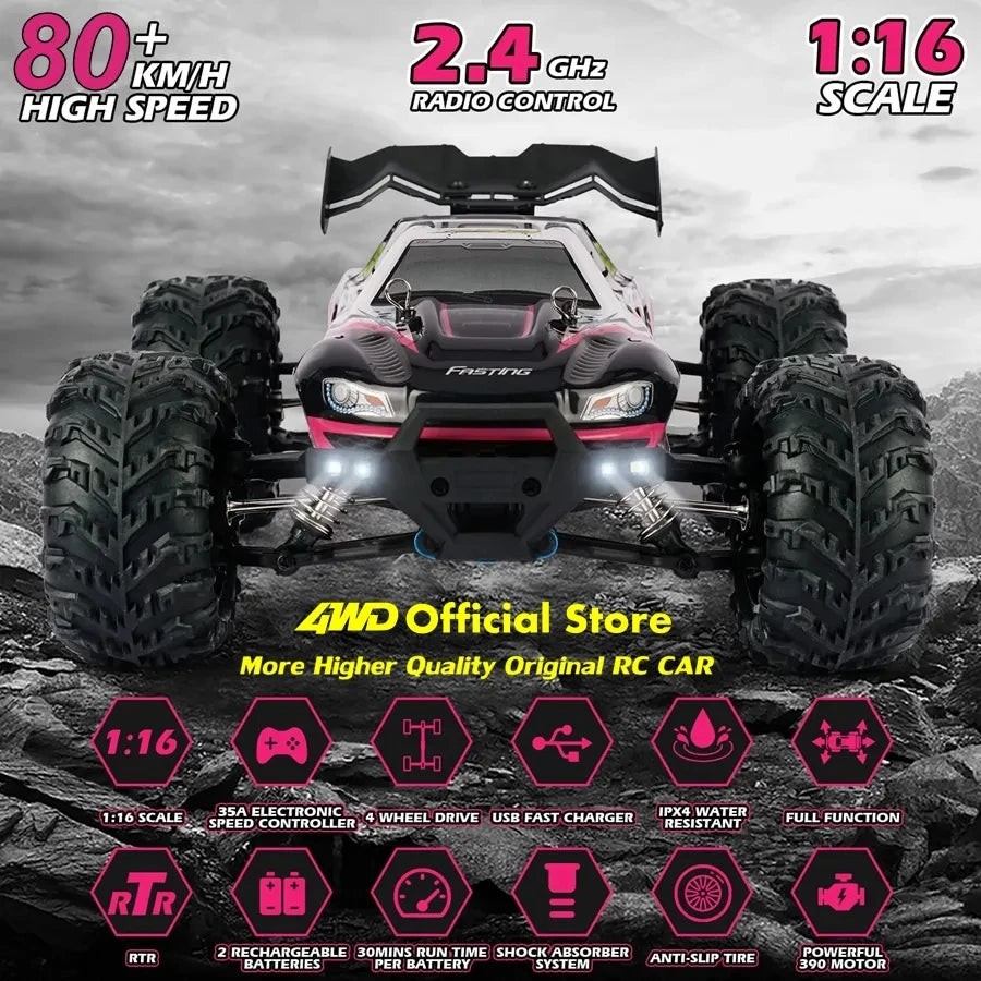4WD Remote Control Car Off Road 4x4 RC High Speed Buggy Truck Super Brushless 50 or 80KM/H Fast Drift Racing Toy Kids Adults.