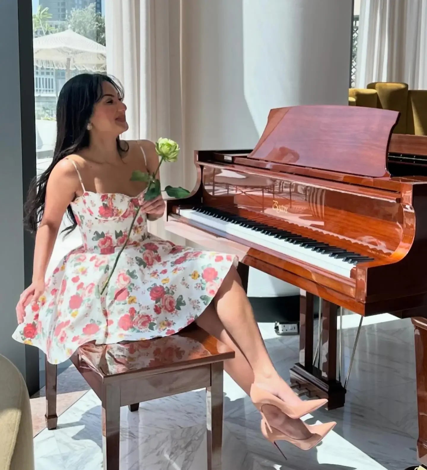 Mingmingxi Sommer A-Linie Flare-Kleid 2024, Blumendruck, Mini-Tüllrock, lässig, Urlaub, Party, Damenbekleidung.