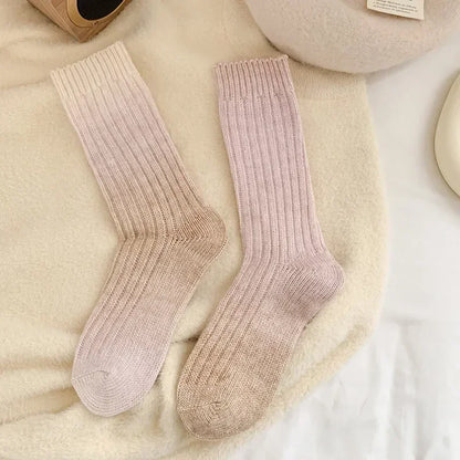 Winter Thick Warm Long Socks Gradient Wool Cashmere Kawaii Socks Women Thermal Floor Sleeping Socks New Year Gift Autumn 2024New