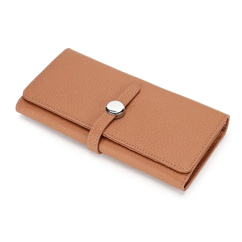 Genuine Leather Wallet Women Long Clutch Fashion Luxury Brand Ladies Purses Card Holder Zipper Coin Pocket High Quality Billfold