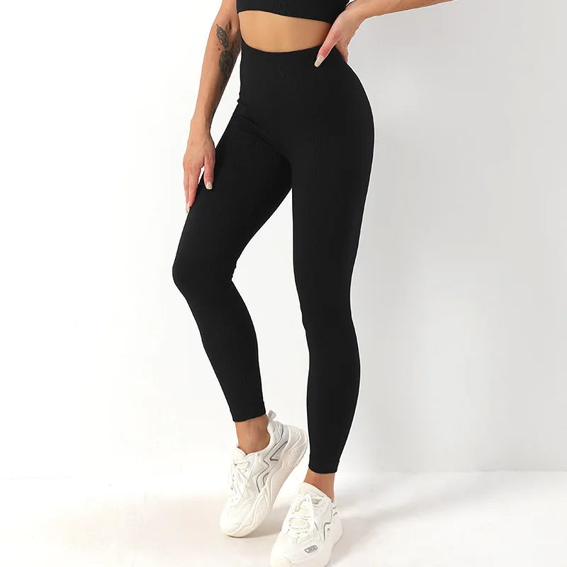 Ribbed Seamless Yoga Leggings For Gym High Waisted Push Up Sport Women Fitness Pants Workout Tummy Control Tights Female Legging.