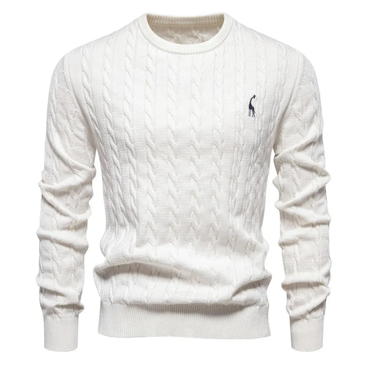 2024 High-quality Men's Sweater Pullover New Deer Embroidery Solid Color Knitted Sweater Men's Knit Sweaters  Men Clothing.