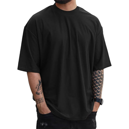 350G Cotton Heavyweight Small Neck T-shirts Men Solid Color Male Short-sleeved T-shirt High Quality Loose Shirts Casual T Shirts.