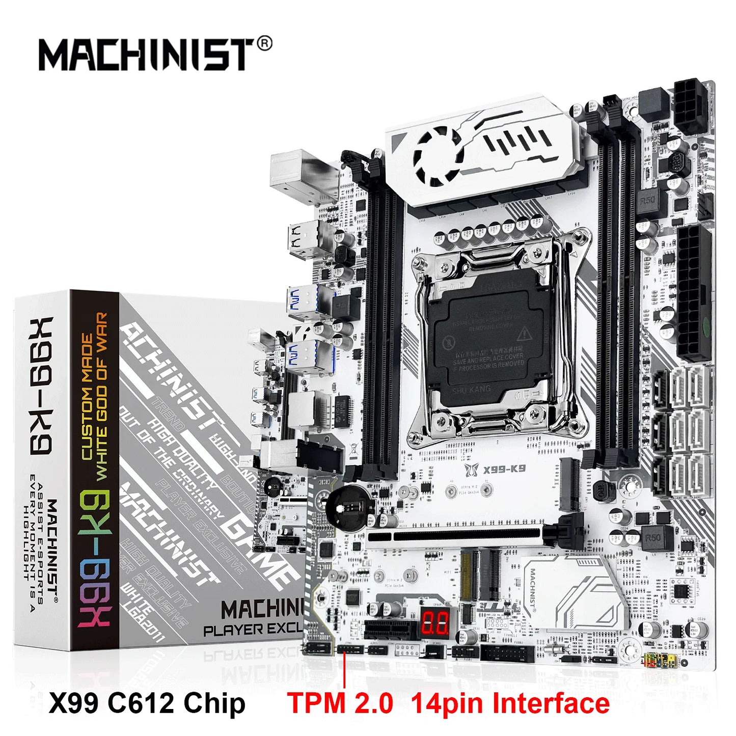 MACHINIST New upgrade X99 Gaming Motherboard LGA 2011-3 cpu C612 Chip Supports TPM2.0 Four Channel DDR4 NVME/WIFI M.2 Interface.