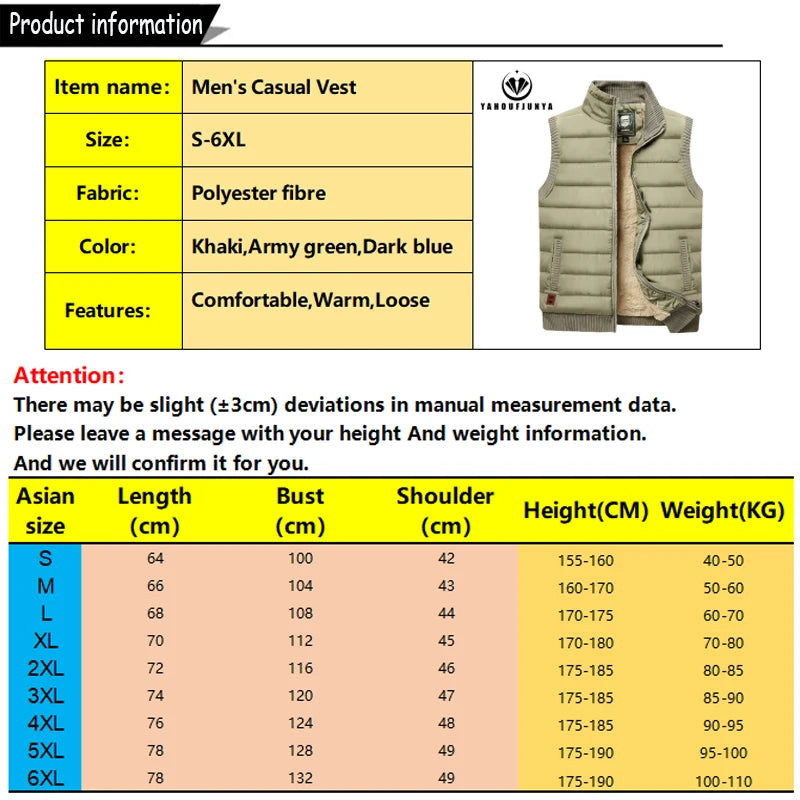 2024 Men Winter Sleeveless Casual Warm Stand Collar Vest Men Autumn Solid Color Outdoors Windproof Fashion Style Vest Male Coat.