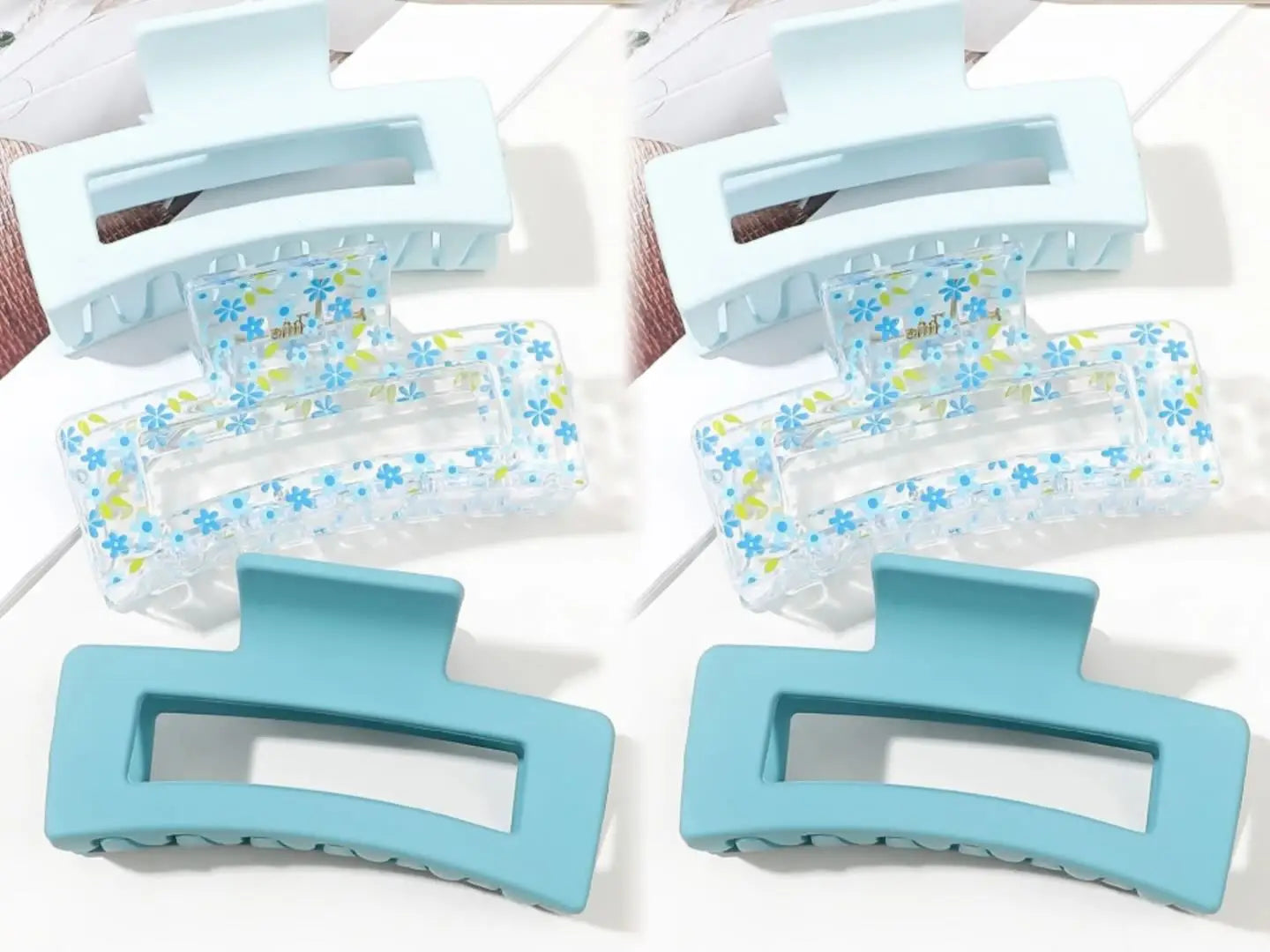 3 Pcs Frosted Cream Color Transparent Fruit Shark Scratch Clip-ins Style Back of Head Premium Wind Plate Women Hair Accessories