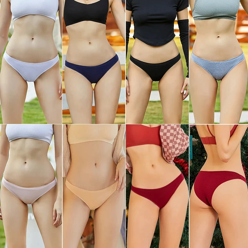 FINETOO 5PCS/Set M-XXL Panties Women Cotton Lingerie Woman Underwear Sexy Femme Underwear Girls Underpant Panty 7 Solid Colors.