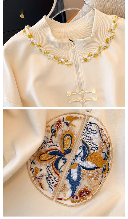 150kg Plus Size Damen büste Frühling Herbst lose neue chinesische Stil Sweatshirt lang ärmel ige geknöpfte Top 5xl 6xl 7xl 8xl 9xl.