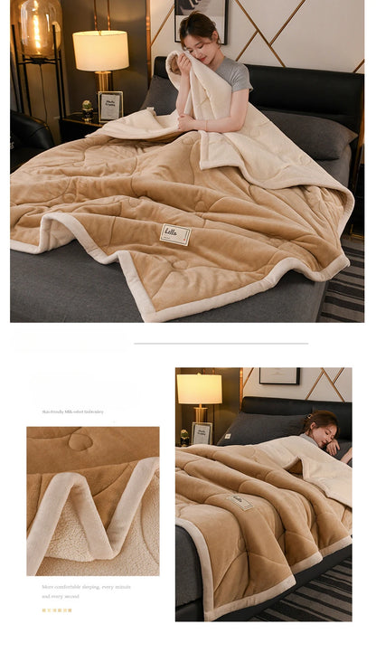 Milk Fleece Autumn Winter Warm Weighted Blankets for Beds European Thickened Beibei Velvet Throw Blanket Warmth Quilt Comforter