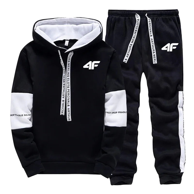 Hot Sale Men's Tracksuit Hooded Long Sleeves Casual Sports Single Piece Sweatshirts And Daily Sweatpants Comfort Outdoor Jogging.