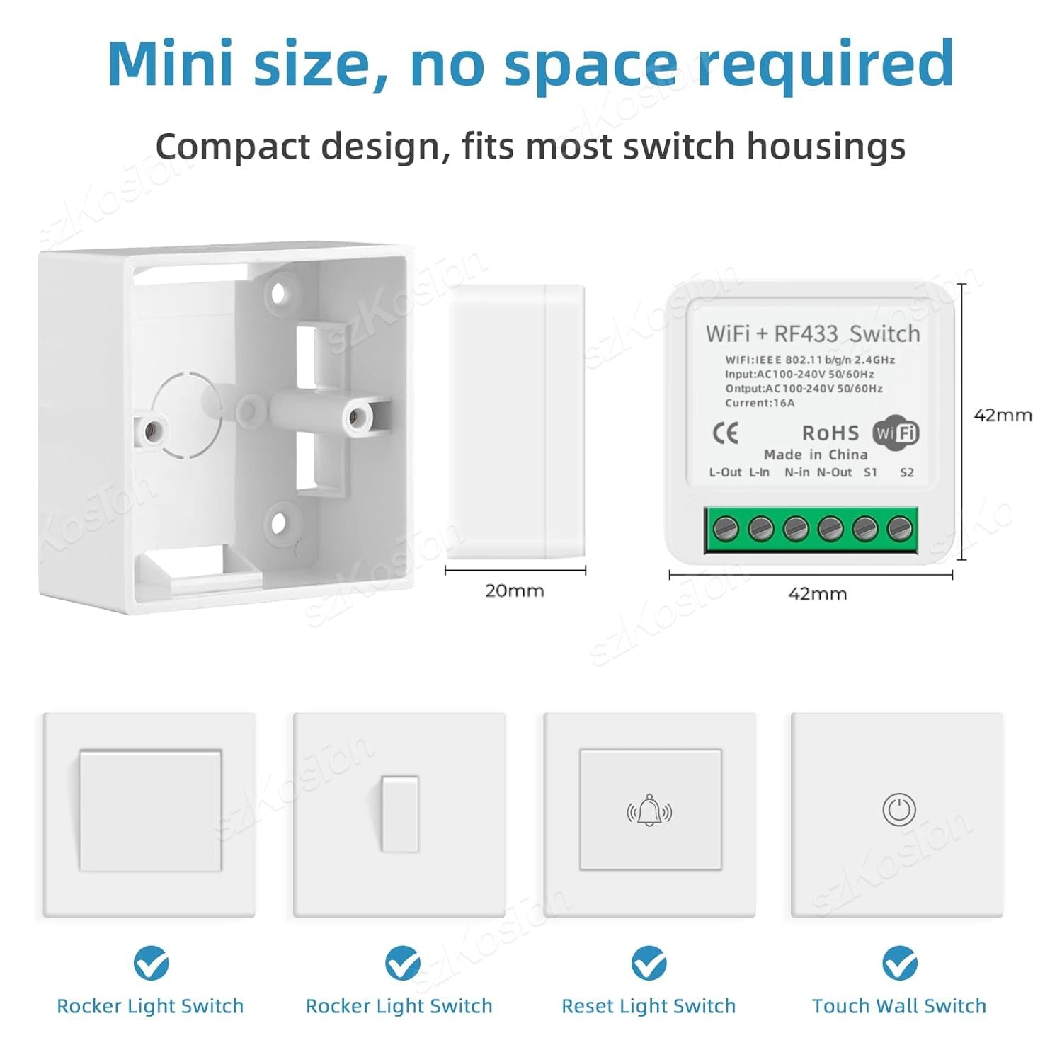 RF433 WiFi Smart Switch Tuya 16A Home Mini Relais Empfänger DIY Licht Schalter Automatisierung Controller Stimme Funktioniert mit Alexa Google.