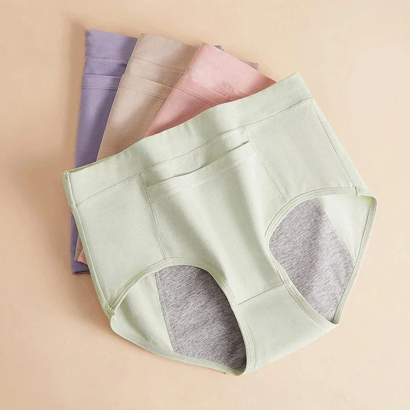 4 Pcs Women's Menstrual Period Panties High Waist Cotton Leak-Proof Underwear Absorbent Postpartum Post Surgery Period Underwear.