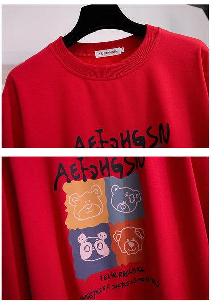 175Kg Plus Größe frauen Fehlschlag 170 Frühling Herbst Neue Lose Rundhals Cartoon Sweatshirt 6XL 7XL 8XL 9XL 10XL 11XL 6 Farben