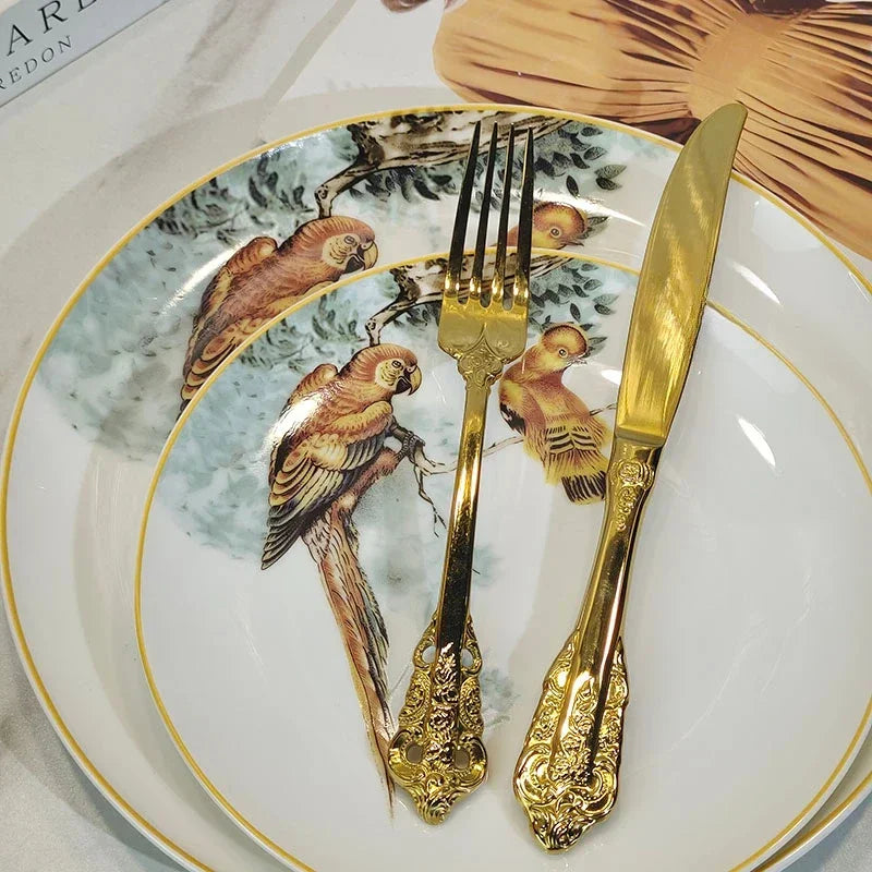 European ceramic western dinner plate, jungle set, steak plate, Coffee cup, afternoon , personalized gift set.