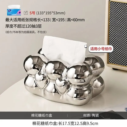 Geometry Tissue Box Cover Decorative Facial Tissue Holder Case Container for Bedroom Tissue Box Covers Rectangular Ceramic