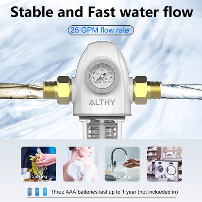 ALTHY PRE-AUTO2 Automatic Flushing Backwash Prefilter Spin Down Sediment Water Filter Central Whole House Purifier System.