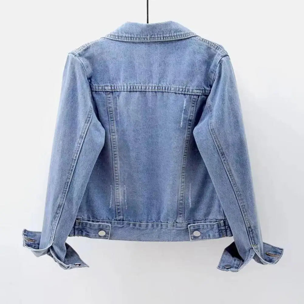 Frauen Denim Jacke einreiher Brust Klappe Tasche Jacke Langarm Dünne Kurze Mantel Retro Damen Denim Jacken Oberbekleidung.