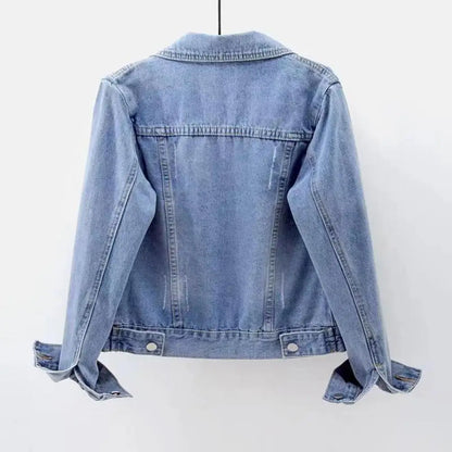 Frauen Denim Jacke einreiher Brust Klappe Tasche Jacke Langarm Dünne Kurze Mantel Retro Damen Denim Jacken Oberbekleidung.