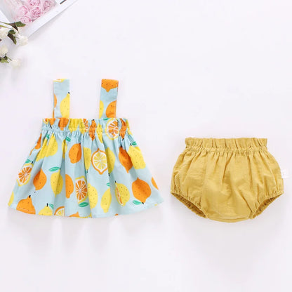 Sommer Neugeborene Baby kleidung für Mädchen Jungen Set Print dünnes Mini kleid und pp Shorts 2 Stück Set Baby Baby kleidung Outfit 6-24m.