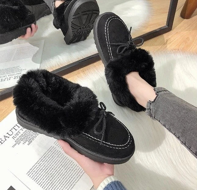 Bow Round Toe Flat Fleece-lined Woman Shoes Trend 2025 Y2k Chic and Elegant Winter Novelty Padded Sale Hot Snow Boots for Women