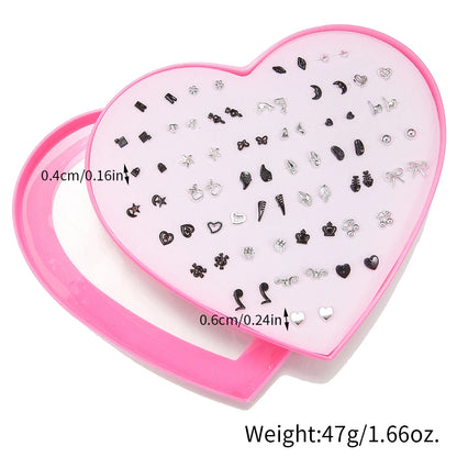 Multicolor 36Pairs Cartoon Hypoallergenic Plastic Stud Earrings Set For Women Girl Cute Animal Flower Ear Wedding Gifts Jewelry