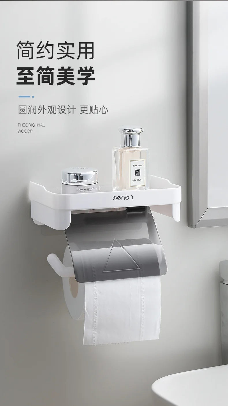 Wand Halterung Toilettenpapier Halter Top Kleinigkeiten Lagerung Kunststoff Wasserdichte Rollen Papier Lagerung Rack Badezimmer Tissue Organizer Regale