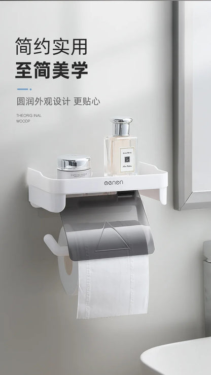 Wand Halterung Toilettenpapier Halter Top Kleinigkeiten Lagerung Kunststoff Wasserdichte Rollen Papier Lagerung Rack Badezimmer Tissue Organizer Regale