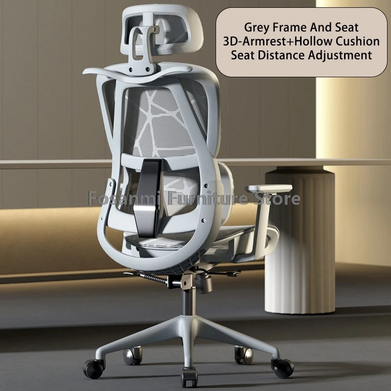 Atmungsaktiver Mesh-Computer-Bürostuhl mit Armlehne und Lordosenstütze, verstellbarer ergonomischer Schreibtischstuhl, Heim-Gaming-Kopfstützenstuhl